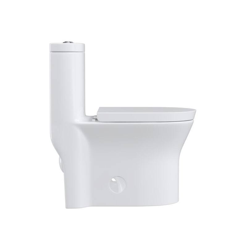 1-Piece 1.1 GPF/1.6 GPF Dual Flush Elongated Toilet in White with Toilet Seat Included