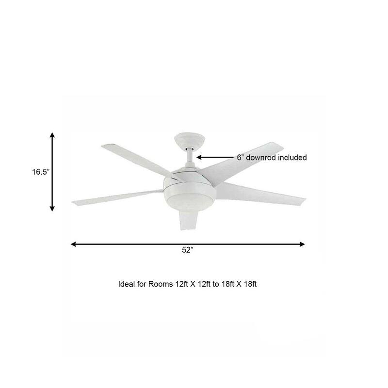 Windward IV 52 in. Indoor LED Matte White Ceiling Fan with Light and Remote Works with Google Assistant and Alexa