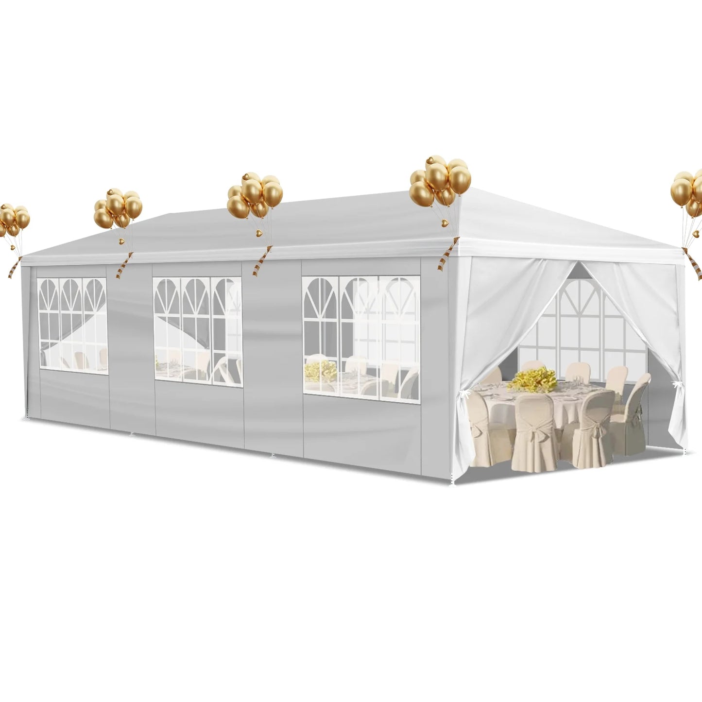 Zimtown 10'x30' Canopy Tent for Large Wedding Event Gazebo Patio Outdoor 8 Sidewalls White