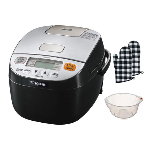 Zojirushi NL-BAC05 Micom Rice Cooker 3-Cup with Rice Washing Bowl and Check Oven Mitt