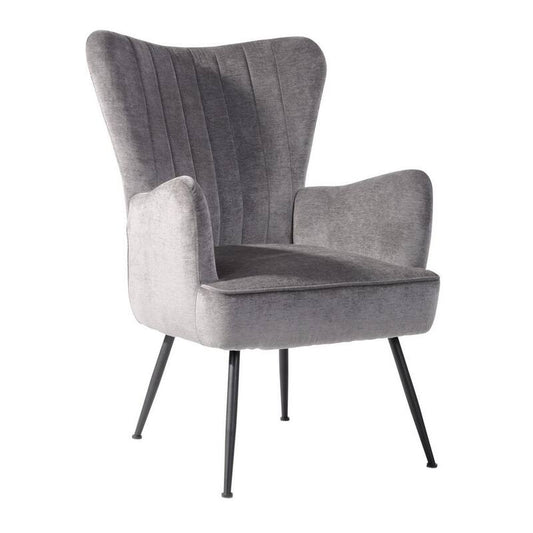 Wing Grey Fabric Upholstered Wing Back Leisure Arm Chair